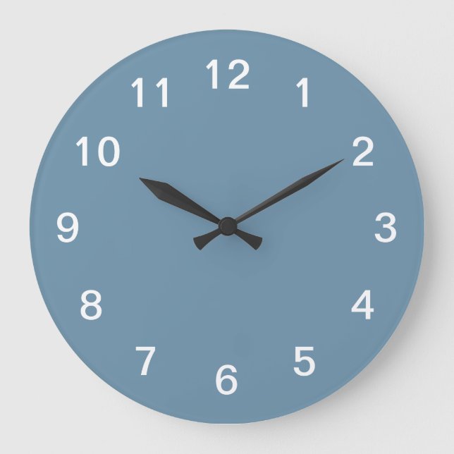 Dusty Blue Minimalistisch Acrylic Wall Clock Große Wanduhr (Vorderseite)