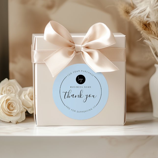 Dusty Blue Minimalistisch Ästhetik Danke Circle Runder Aufkleber (Dusty Blue Minimalist Aesthetic Thank You Circle Classic Round Sticker)