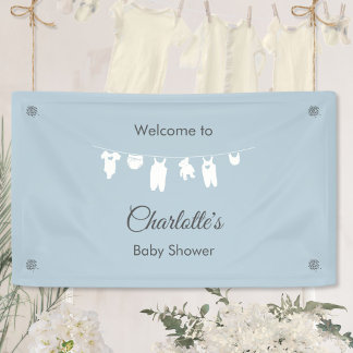 Dusty Blue Minimalistisch Baby Boy Dusche Banner