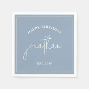 Dusty Blue Minimalistisch Birthday Individuelle Na Serviette