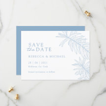 Dusty Blue Minimalistisch Botanical Save the Date