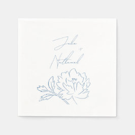 Dusty Blue Minimalistisch Botanical Wedding Serviette