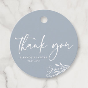 Dusty Blue Minimalistisch Bouquet Wedding Vielen D Geschenkanhänger