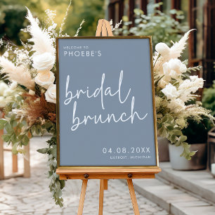 Dusty Blue Minimalistisch Bridal Brunch Willkommen Poster