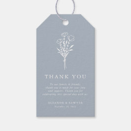 Dusty Blue Minimalistisch Floral Bouquet Wedding Geschenkanhänger