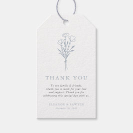 Dusty Blue Minimalistisch Floral Bouquet Wedding Geschenkanhänger
