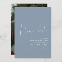 Dusty Blue Minimalistisch Foto New Date Wedding