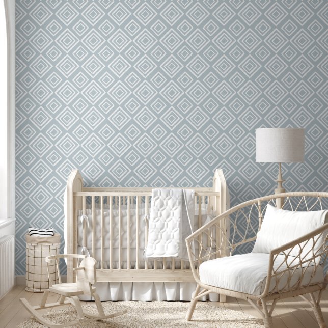 Dusty Blue Minimalistisch Geometric Pattern Tapete (Kinder)