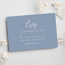 Dusty Blue Minimalistisch Modern Elegante Hochzeit RSVP Karte