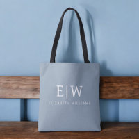 Dusty Blue Minimalistisch Modern Monogram Elegant