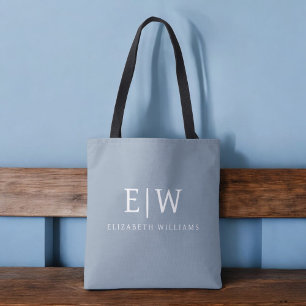 Dusty Blue Minimalistisch Modern Monogram Elegant