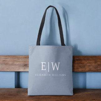 Dusty Blue Minimalistisch Modern Monogram Elegant