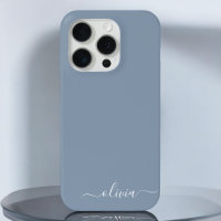 Dusty Blue Minimalistisch Modern Monogram Elegant