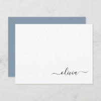 Dusty Blue Minimalistisch Modern Monogram Elegant