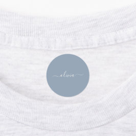 Dusty Blue Minimalistisch Modern Monogram Elegant Etiketten