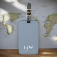Dusty Blue Minimalistisch Modern Monogram Elegant