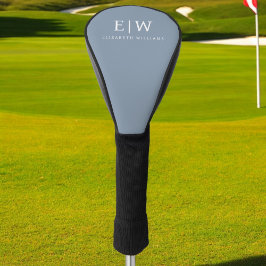 Dusty Blue Minimalistisch Modern Monogram Elegant Golf Headcover