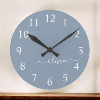Dusty Blue Minimalistisch Modern Monogram Elegant