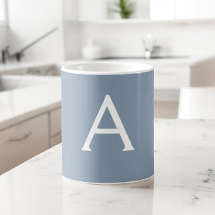 Dusty Blue Minimalistisch Modern Monogram Elegant Kaffeetasse