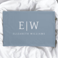Dusty Blue Minimalistisch Modern Monogram Elegant