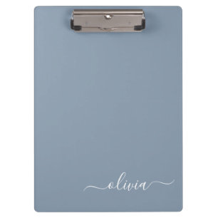 Dusty Blue Minimalistisch Modern Monogram Elegant Klemmbrett