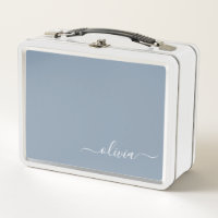 Dusty Blue Minimalistisch Modern Monogram Elegant