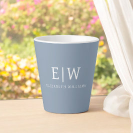 Dusty Blue Minimalistisch Modern Monogram Elegant Milchtasse