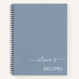 Dusty Blue Minimalistisch Modern Monogram Elegant Notizbuch