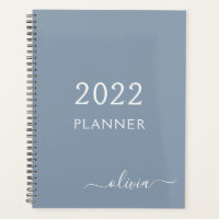 Dusty Blue Minimalistisch Modern Monogram Elegant
