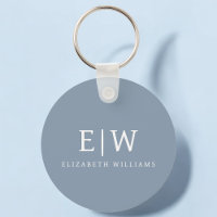 Dusty Blue Minimalistisch Modern Monogram Elegant