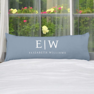 Dusty Blue Minimalistisch Modern Monogram Elegant Seitenschläferkissen