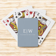 Dusty Blue Minimalistisch Modern Monogram Elegant Spielkarten