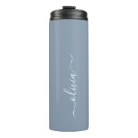 Dusty Blue Minimalistisch Modern Monogram Elegant