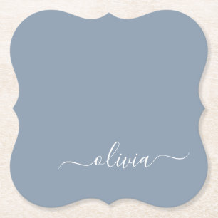 Dusty Blue Minimalistisch Modern Monogram Elegant Untersetzer
