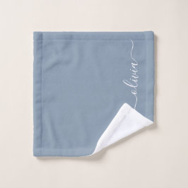 Dusty Blue Minimalistisch Modern Monogram Elegant Waschlappen