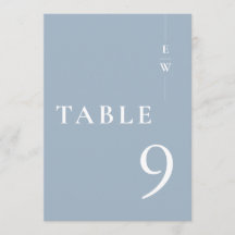 Dusty Blue Minimalistisch Modern Monogram Tischnum