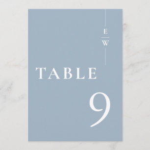 Dusty Blue Minimalistisch Modern Monogram Tischnum Einladung