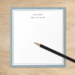 Dusty Blue Minimalistisch Monogram Teacher Gift Notizblock<br><div class="desc">Modernes minimalistisches Grenzdesign in einer Vielzahl von trendigen Farben. Personalisieren Sie es mit Ihrem Namen Monogramm oder anderen benutzerdefinierten Text. Verwenden Sie die Designtools,  um Ihre eigenen Schriftart und Hintergrundfarben zu wählen. Niedliche und einfache Geschenkidee für Lehrer oder persönliche Schreibwaren für alle,  die Lieben organisiert bleibe.</div>