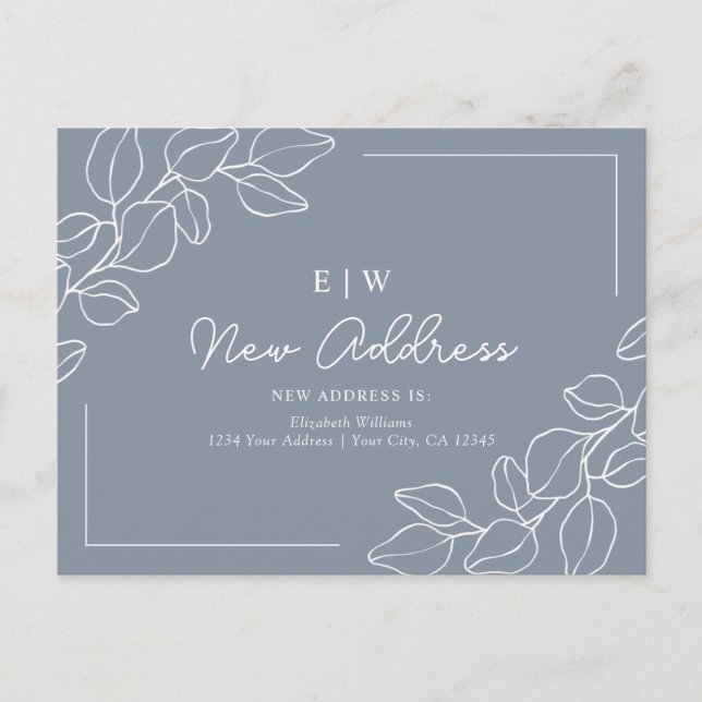 Dusty Blue Minimalistisch New Address Postkarte (Vorderseite)