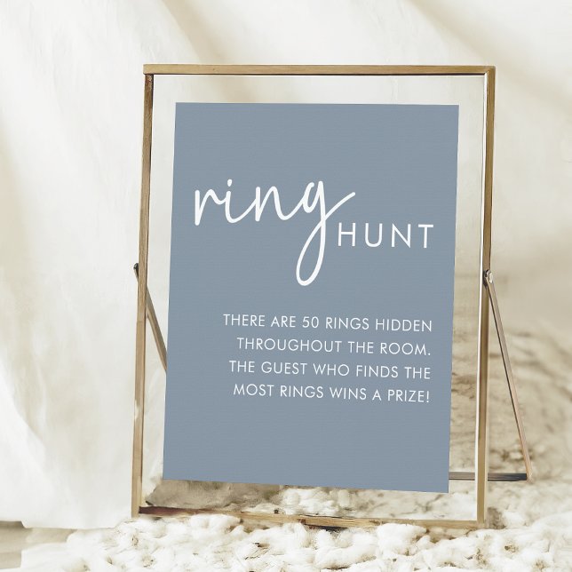 Dusty Blue Minimalistisch Script Duschring Hunt Poster (Von Creator hochgeladen)