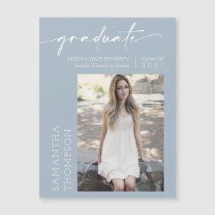 Dusty Blue Minimalistisch Script Foto Graduate Mag Magnetkarte