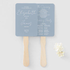 Dusty Blue Minimalistisch Script Wedding Fächer