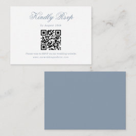 Dusty Blue Minimalistisch Script Wedding QR Code U Begleitkarte