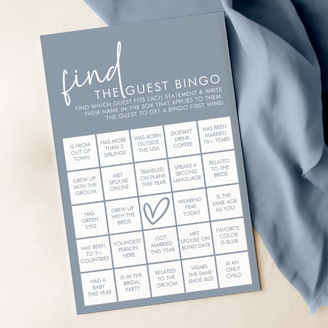 Dusty Blue Minimalistisch Shower Guest Bingo Game (Von Creator hochgeladen)
