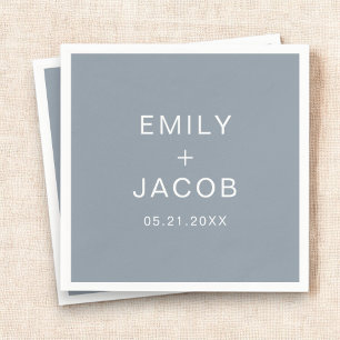 Dusty Blue Minimalistisch Simple Modern Wedding Serviette