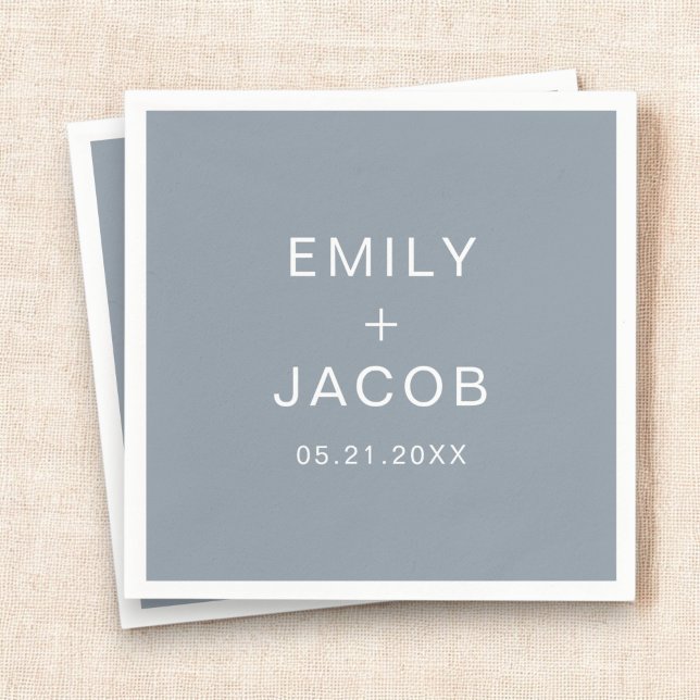 Dusty Blue Minimalistisch Simple Modern Wedding Serviette (Von Creator hochgeladen)