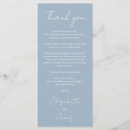 Dusty Blue Minimalistisch Wedding Danke Platzkarte Menükarte