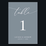 Dusty Blue Minimalistisch Wedding | Event Custom Tischnummer<br><div class="desc">(**BITTE BEACHTEN SIE: Um zu bestellen,  passen Sie einfach Ihre Tischnummer (und Name/Datum) an und fügen Sie jede Nummer einzeln in Ihren Warenkorb ein. Dann Karo raus,  sobald du fertig bist.) Schön,  elegant,  modern und minimalistisch,  Tischnummer-Karte. Vollständig anpassbar mit Ihren Namen (oder Ereignisname) und Datum.</div>