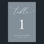 Dusty Blue Minimalistisch Wedding | Event Custom Tischnummer<br><div class="desc">(**BITTE BEACHTEN SIE: Um zu bestellen,  passen Sie einfach Ihre Tischnummer (und Name/Datum) an und fügen Sie jede Nummer einzeln in Ihren Warenkorb ein. Dann Karo raus,  sobald du fertig bist.) Schön,  elegant,  modern und minimalistisch,  Tischnummer-Karte. Vollständig anpassbar mit Ihren Namen (oder Ereignisname) und Datum.</div>