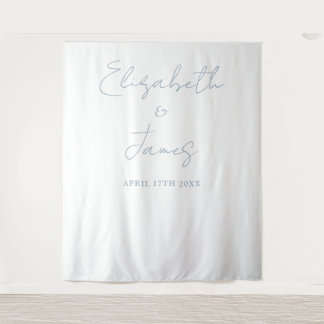 Dusty Blue Minimalistisch Wedding Foto Hintergrund Wandteppich